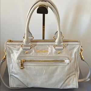 Authentic Miu Miu Gray Leather Women's Bag